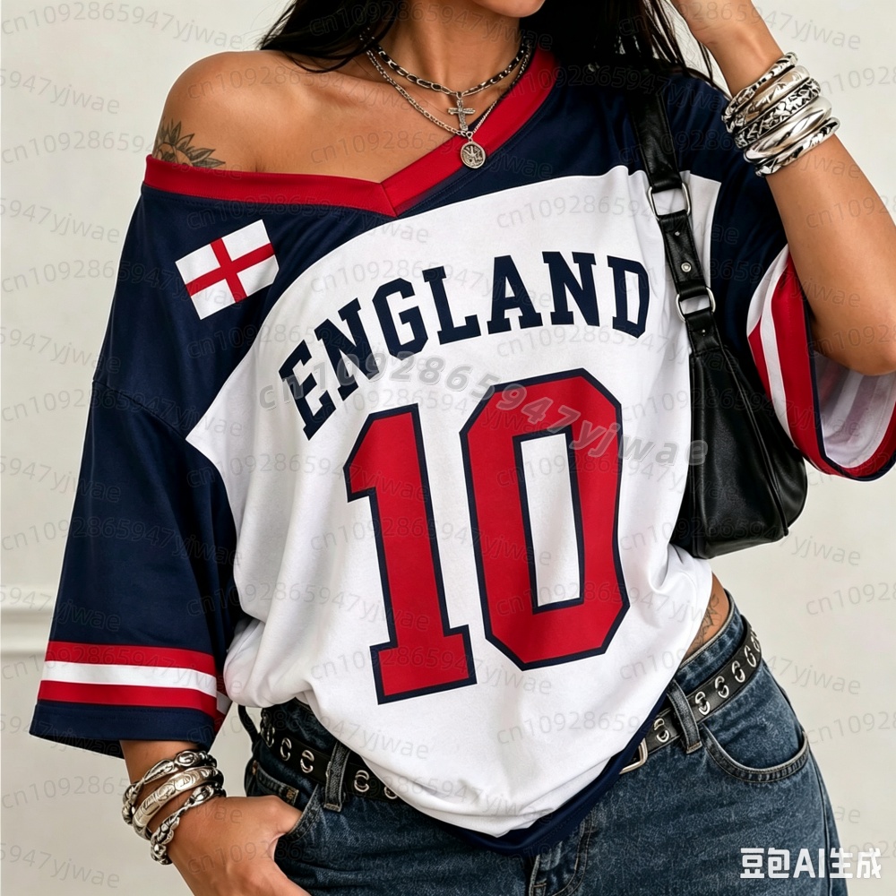 Badminton England - Kaos Jersey Sepak Bola Wanita Pria